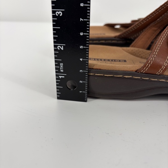 Clarks Collection Leisa Cacti Brown Leather Strap Sandals Slides Womens 7.5 - Picture 5 of 10